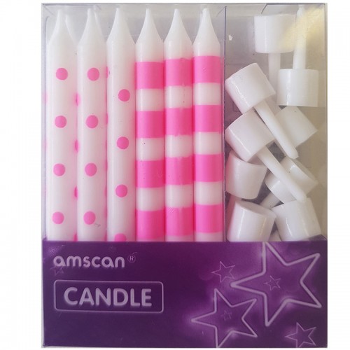 Velas Riscas/Bolinhas Rosa